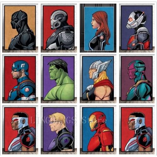 5D DIY Diamond Painting Marvel Avengers Superhero Spiderman Retro Poster Diamond Embroidery Mosaic Cross Stitch Home Decor Gift