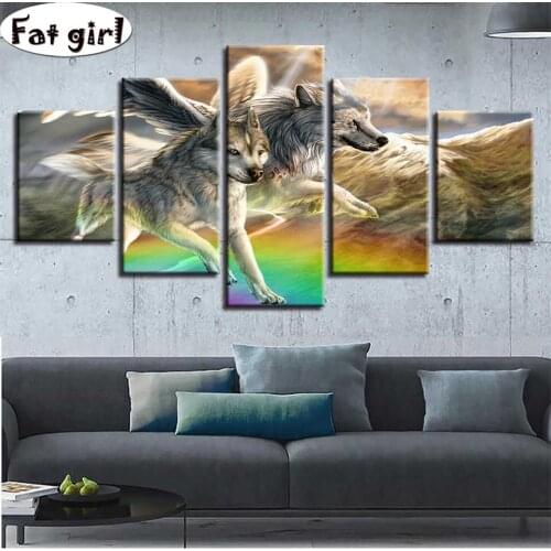 5d HD print Mosaic Diy Diamond Embroidery Cartoon wolf picture Full Diamond Painting Cross Stitch Rhinestone Home Decoration