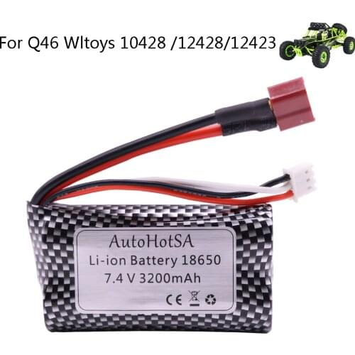 7.4V 3200mah 2S Lipo Battery 18650 T Plug for Q46 Wltoys 10428 /12428/12423 RC Car toy acessories 7.4V high capacity toy battery