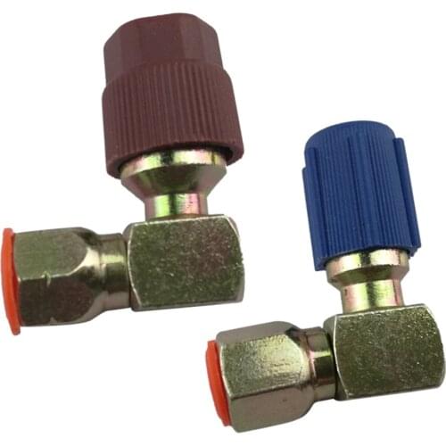 2 pair A/C Charging Adapter Converts R12 Port to accept R134a Quick Disconnect Retrofit Connector 90 degree