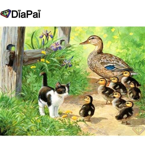 DIAPAI 100% Full Square/Round Drill 5D DIY Diamond Painting "Animal cat duck" Diamond Embroidery Cross Stitch 3D Decor A19098