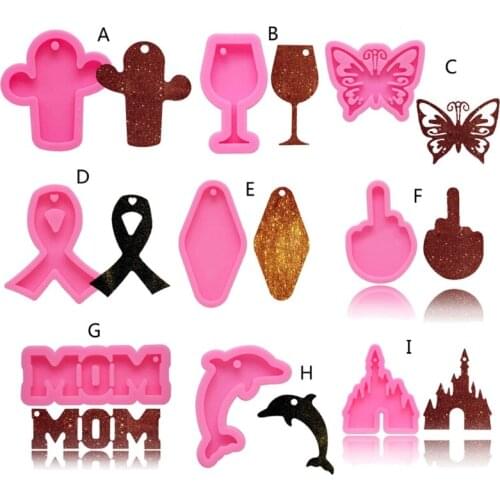 Handmade Dolphin Butterfly MOM Keychain Pendant Resin Mold Jewelry Making Tools F3MF