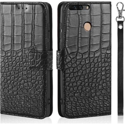 Phone Case for Huawei Honor V9 / Honor 8 Pro Case Wallet Crocodile Texture Leather Book Design Phone Coque Capa With Strap Card