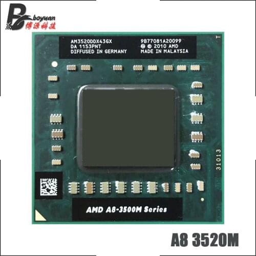 AMD A8-Series A8-3520M A8 3520M 1.6 GHz Quad-Core Quad-Thread CPU Processor AM3520DDX43GX Socket FS1