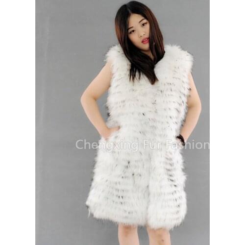 CX-G-B-178A Natural Color 2016 New Long Vest Genuine Raccoon Fur Vest Waistcoat