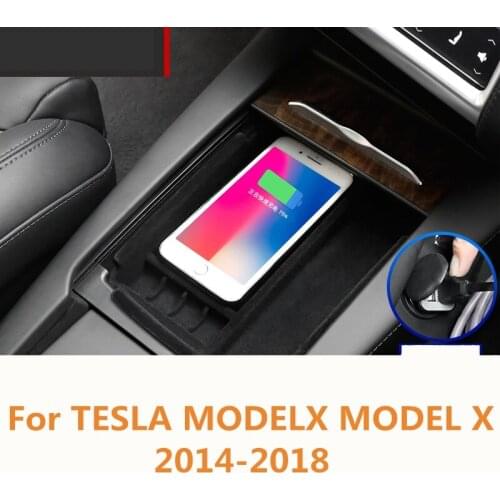 For TESLA MODELX MODEL X 2014-2018 Wireless charging storage box storage box storage box Interior decoration Auto Accessories