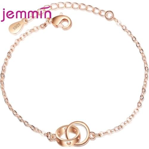Double Hollow Bracelets Women Rose Gold Adjustable Korean Style Fresh Heart Shaped Sweet Jewelry For Wedding Party