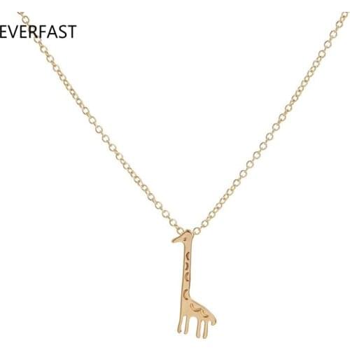 Everfast 1pc Cute Cartoon Giraffe Pendant Necklace Charm Chain Animal Necklaces Jewelry Gift For Women Girls Kids Drop Shipping