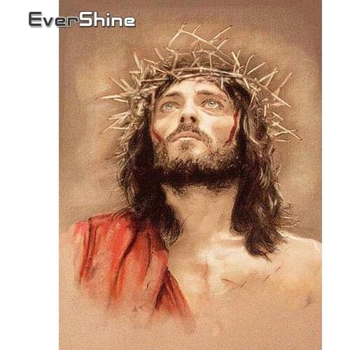 EverShine DIY Diamond Painting Full Square Religion Diamond Mosaic Jesus Cross Stitch Portrait Embroidery Decor For Home