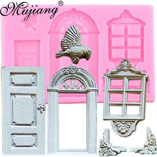 Window Door Cake Border Silicone Molds DIY Birds Wedding Fondant Cake Decorating Tools Candy Clay Chocolate Gumpaste Mould