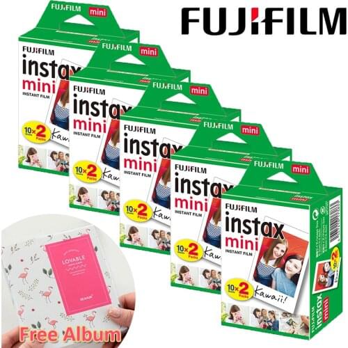 Fujifilm Instax Mini Film 20-200 Sheets Mini 8 White Photo Paper for FUJI Instant Film Camera Mini 9 11 7s 25 70 90 + Free Album