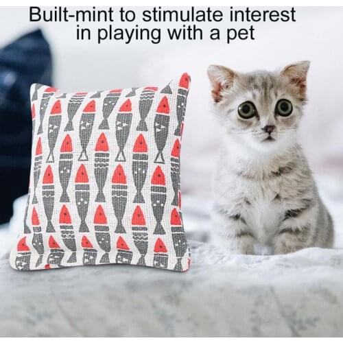Japanese Style Cat Toy Catnip Pillow Long Fish Shaped Pattern Cat Mint Teeth Grinding Training Product Pet Interactive Supplies