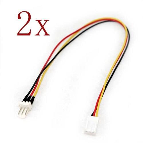 2pcs 3 Pin Fan Power Splitter Cable Lead 1 Female to Male Motherboard 25cm NEW