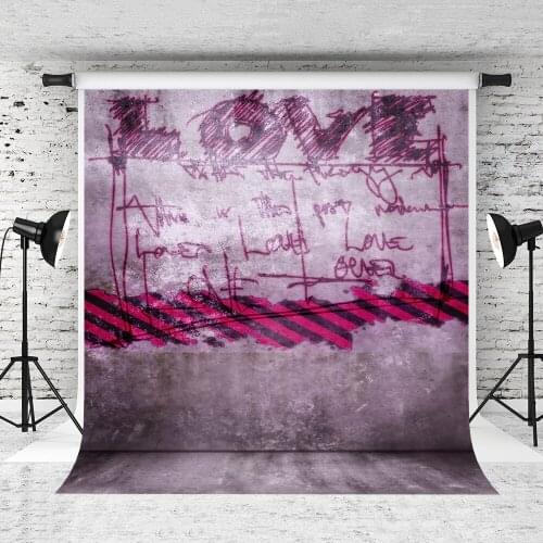 VinylBDS Purple Brick Wall Photography Background Love Graffiti Wall Backdrop Valentine Day Princess Photography Backdrop