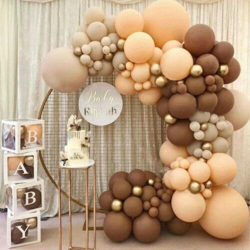 Coffee Brown Gold Balloons Arch Kit Garland Wedding Birthday Baloon Birthday Party Decor Kids Baby Shower