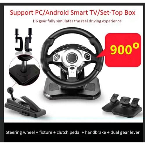 Computer game steering wheel real 6 speed car driving learning simulator racing games support Android smart TV set top box PC