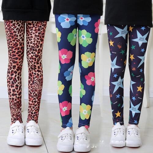 Girls Leggings Spring Summer Flower Printed Children Trousers Kids Casual Pencil Pants Leggings