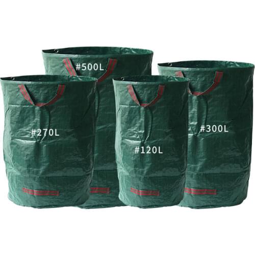 300L/500L Durable Reusable Waterproof PP Yard Leaf Weeds Grass Container Storage Large Capacity Heavy Duty Garden Waste Bag