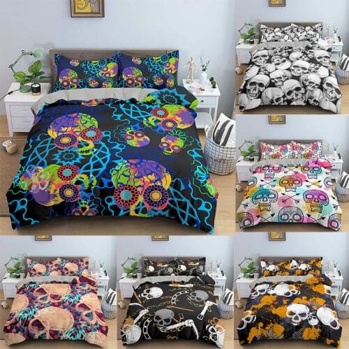 Fashion Home Textiles 3D Printed Duvet Cover Bedclothes 2/3PCS Skull Bedding Set Single Twin Double Full Queen King Size