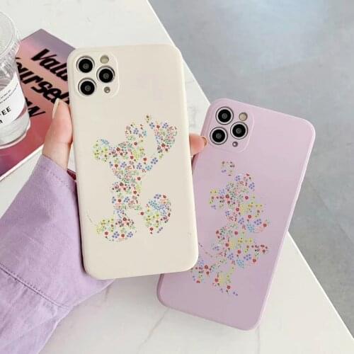 Cartoon mouse Soft TPU Phone Case For iPhone 11 12 Pro 12mini XS Max XR 7 8 Plus floral Cover For iPhone 11 Pro Shell Fundas