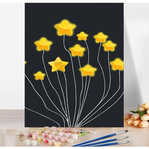 Diy Paint By Number Kit For Adults Kids Moon Star Anima Painting Color Decorate The Living Room Dining Room 40x50cm Plank Frame