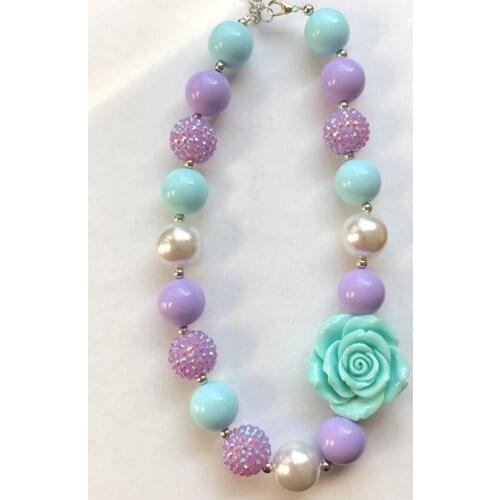 Newest fashion baby flower beads necklace cute bubblegum chunky necklace for kids girls jewelry chain necklace 1pc
