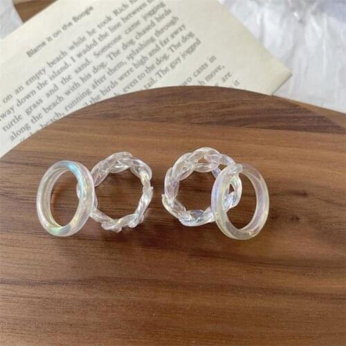 Origin Summer Minimalist Multicolor Resin Ring for Women Temperament Chunky Chain Circle Index Finger Party Ring Jewellery