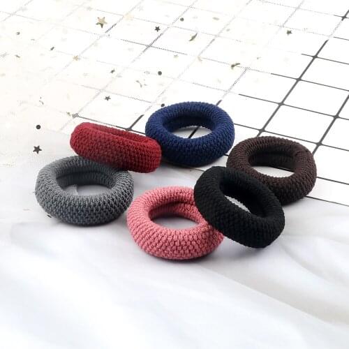 2Pcs Rolled Towels Hair Bands Accessories Solid Colors High Elastics Hair Ties Women Girls Comfortable Headbands Ponytail Holder