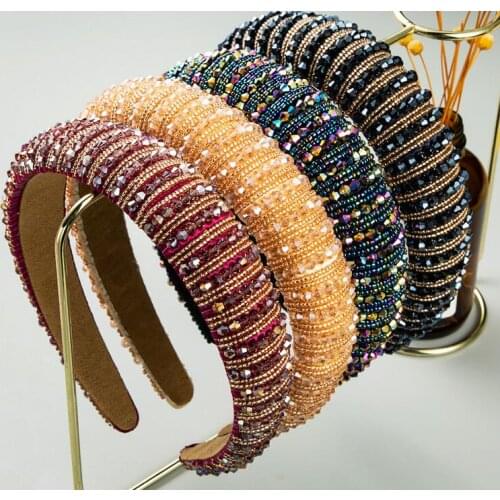 Hairband Baroque Full Beads Hair Bands For Women Lady Luxury Shiny Padded Sponge Headband Hair Hoop Fashion Hair Accessories