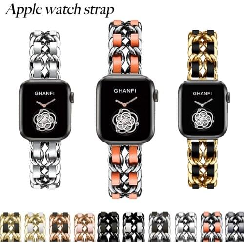 Stainless Steel Strap For Apple Watch series 6 SE band 40mm 44mm Leather iWatch 5 4 3 Bracelet Correa 38mm 42mm band Accessories