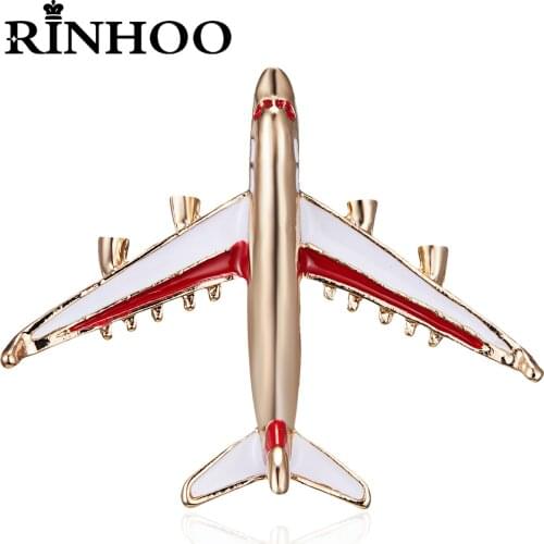 Rinhoo Fashion Plane Shape Brooch Enamel Badge Aircraft Sweater Corsage Women Men Cartoon Metal Airplane Clothes Clip Best Gifts