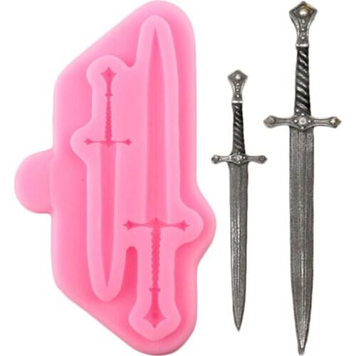 Knight Battle Swords Resin Silicone Mold Chocolate Gumpaste Moulds Fondant Cake Decorating Tools Polymer Clay Candy Molds