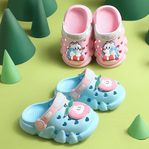 2021 Cute Cartoon Baby Kids Sandals Slippers For Girls Boys Indoor EVA Soft Sole Children Toddler Hole Beach Garden Summer Shoes