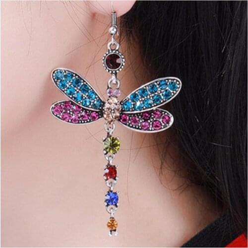 Huitan Lovely Colorful Dragonfly Women Drop Earring Girl Daily Fashion Accessories Delicate Gift for Party Female Trendy Jewelry
