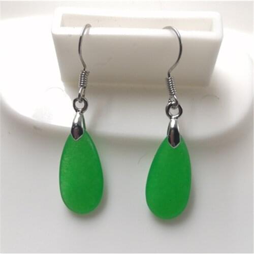 Natural Green Chalcedony Hand-carved Drop Earrings Fashion Boutique Jewelry Men and Women Earrings Gift Accessories