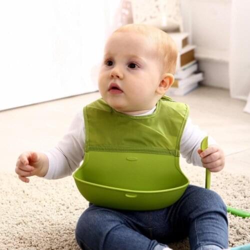 New 1PC Silicone baby eating bib children large Boy girl saliva pocket super soft Waterproof Bibs Burp Cloths Feeding Adjustable