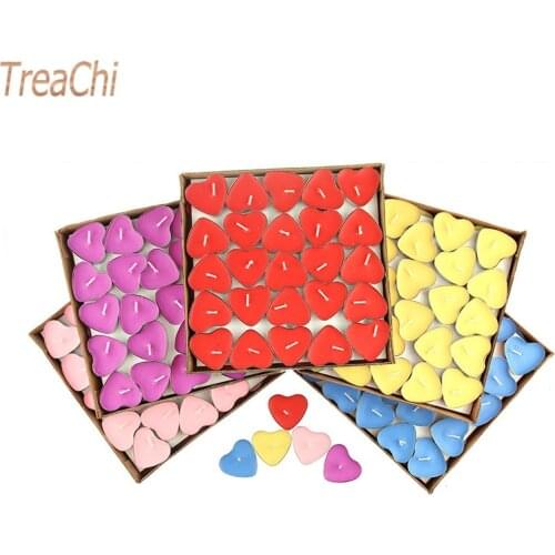 50pcs/Set Heart Shape Candles Anniversary Courtship Proposal Candle Prop Smokeless Artifact Advertising Props Tea Wax Gift