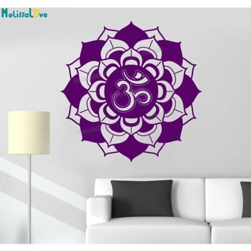 Vinyl Wall Decal Mandala Lotus Om Sanskrit Buddhism Yoga Meditation Stickers Home Decoration Living Room Art Unique Gift YY732