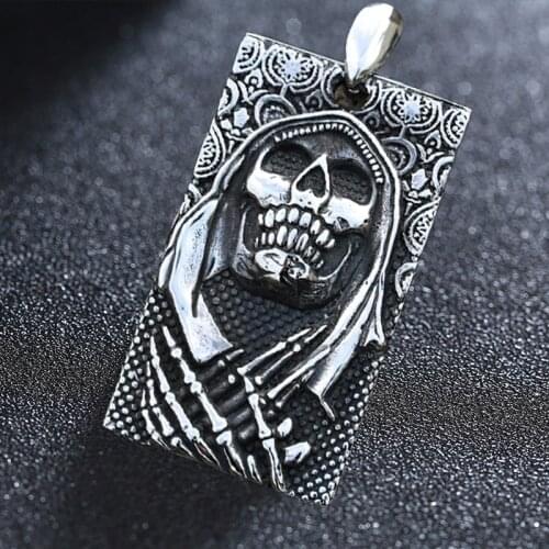 Stainless Steel Vintage Skull Pendant Gothic Death-Skeleton Pendants Men Jewelry