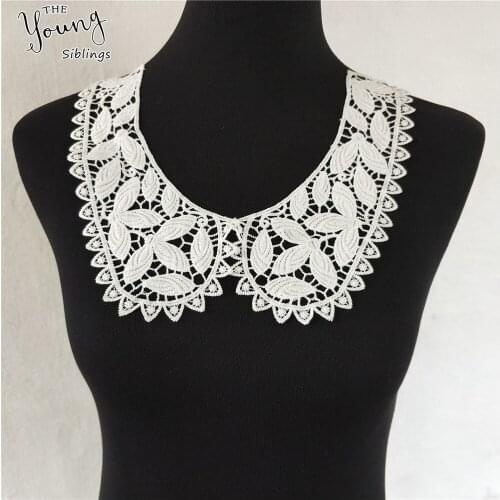 5 Pcs Milk Silk Lace collar Guipure Leaf fake collar for DIY Sewing Garment dress blouse Baby dress Toddle Sweater Supply