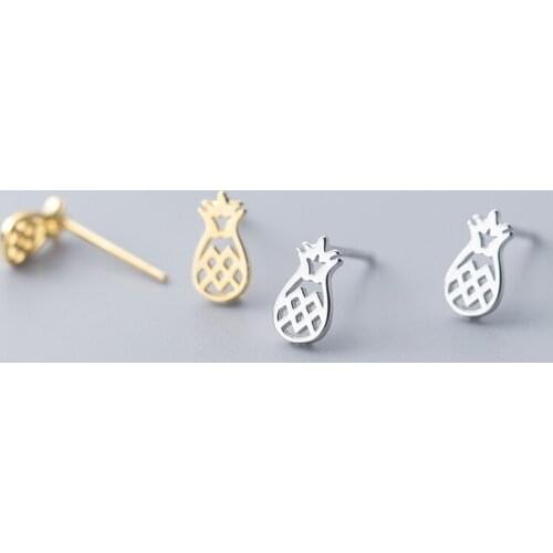 MloveAcc Pineapple Earrings 925 Sterling Silver Stud Earring for Women Luxury Brand Jewelry