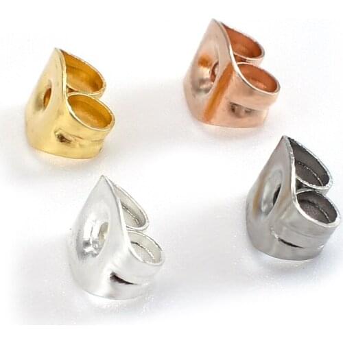 100pcs Anti Allergy Stainless Steel Earrings Backs Fashion Gold Silver Color Ear Stud Stopper Unisex DIY Jewelry Making Supplies