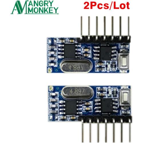 2 Pieces 433mhz RF Receiver Learning Code Decoder Modules 433HMZ Wireless 4CH For Matching 1527 2262 Coding of Remote Controller