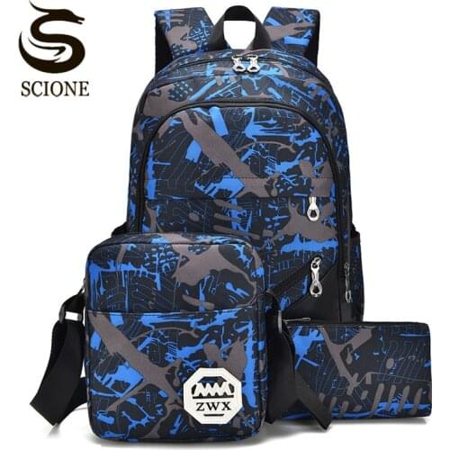 3PCS Students Schoolbag Teenage Boys Girls Waterproof Backpack Large Laptop School Casual Travel Bags Bookbag Rucksack XA148M