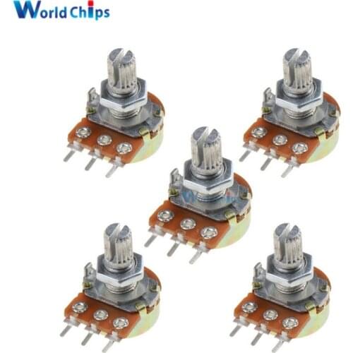 5Pcs WH148 B1K Linear Potentiometer 3Pin Shaft With Nuts And Washers Ohm Linear Taper Rotary Potentiometers b1k