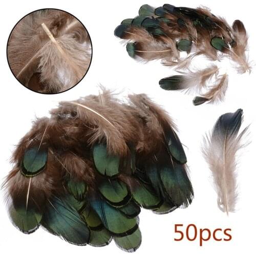Natural Green Iridescent Jewelry Accessories Party Decor Plumage Trim 7cm Peacock Plume Ribbon Crafts 50pcs
