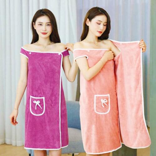 Microfiber Wearable Bath Towel for Home Bathrobe Women Spa Sauna Beach Towel Cotton Large Luxury Terry Washcloth Shower Blanket