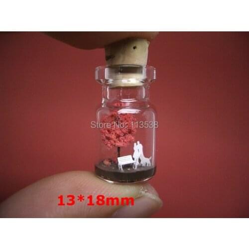 Free ship! 50pcss/lot 13*18mm summer style diy clear Glass Bottles With Cork With eye hook Wishing bottle vial pendant 0.6ML