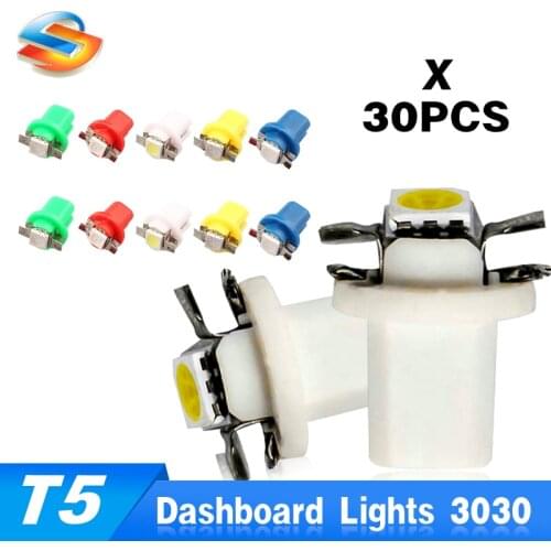 Free Shipping!!! 30X B8.5D 1-SMD Tri-cell 5050 T5 White 6000K Speedometer Cluster Dashboard Light for car