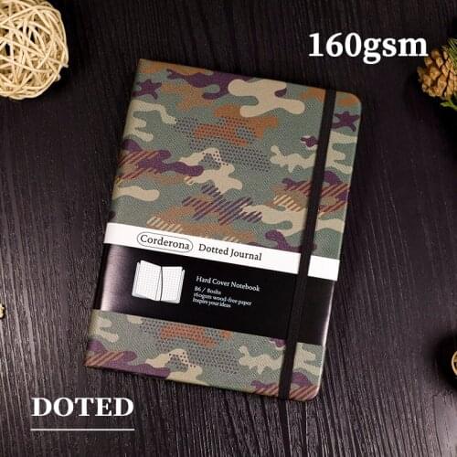 Camouflage B6 Dotted Bullet Notebook 160gsm Hard Cover Elastic Band Thick Paper Dot Grid Journal